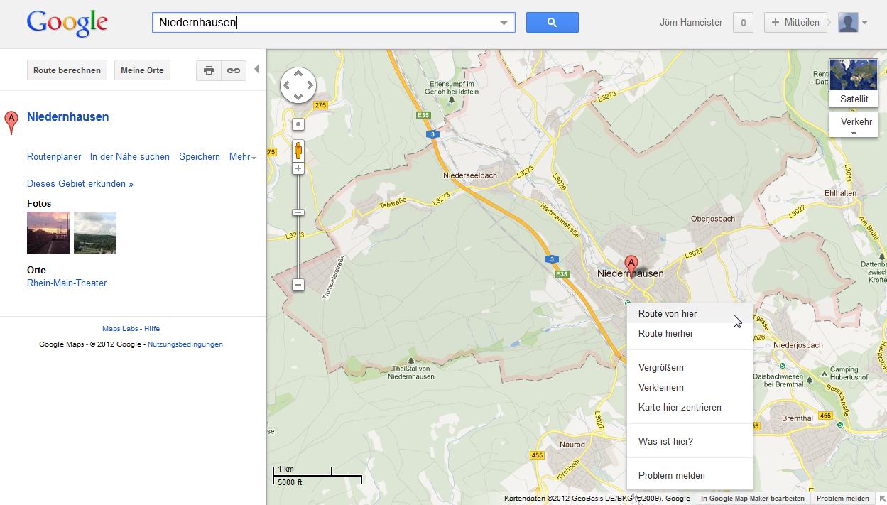 Suche Niedernhausen bei Google-Maps